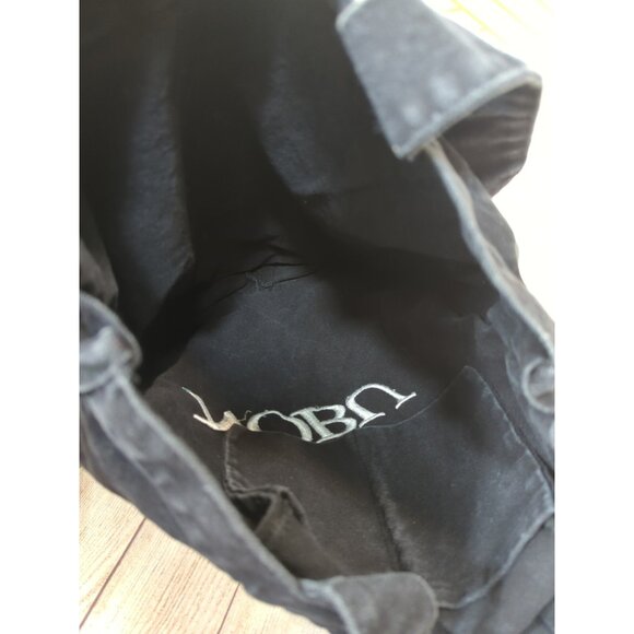NOBU Black Canvas Tote Bag "NOBU" White Embroidered Cotton Shoulder Bag - Picture 9 of 11